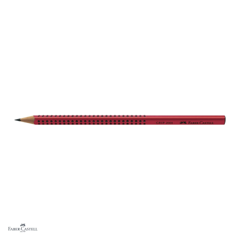 Set 12 creioane grafit Faber-Castell Grip 2001, duritate B, forma triunghiulara ergonomica, zona Grip antiderapanta, mina rezistenta la rupere (lipire SV), lac pe baza de apa, rosu [3]