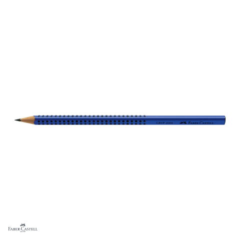 Set 12 creioane grafit Faber-Castell Grip 2001, duritate B, forma triunghiulara ergonomica, zona Grip antiderapanta, mina rezistenta la rupere (lipire SV), lac pe baza de apa, albastru [3]
