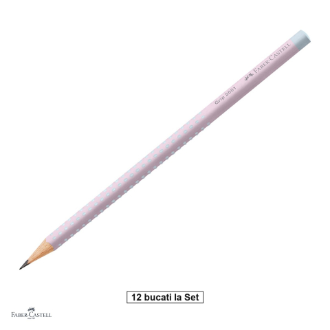Instrumente de scris - Set 12 creioane grafit Faber-Castell Grip 2001 Flow, duritate B, forma triunghiulara ergonomica, zona Grip antiderapanta, mina rezistenta la rupere (lipire SV), lac pe baza de apa, Blushing Sky
