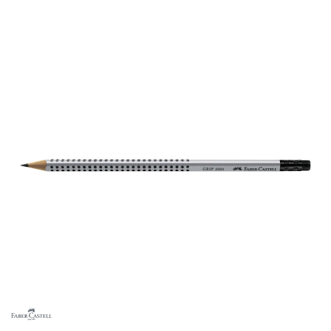 Set 12 creioane grafit Faber-Castell Grip 2001, mina HB, forma triunghiulara ergonomica cu guma inclusa [3]