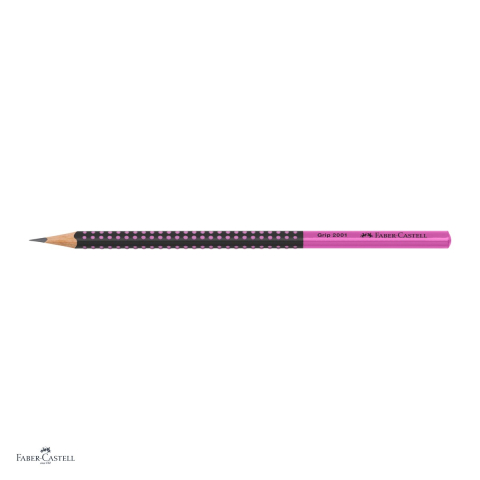 Set 12 creioane grafit Faber-Castell Grip 2001 Two Tone, duritate HB, forma triunghiulara ergonomica, zona Grip antiderapanta, mina rezistenta la rupere (lipire SV), lac pe baza de apa, negru/roz [3]