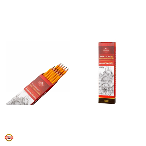 Set 12 creioane grafit pentru desen Koh-I-Noor, duritate 5B, hexagonale, lemn de cedru, galbene [3]