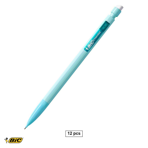 Creioane si ascutitori - Set 12 creioane mecanice Bic Matic Pastel, mina 0.7 mm, cu radiera, corp hexagonal, culori pastel
