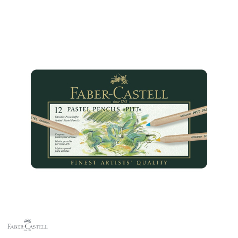 Creioane pastel soft - Set 12 creioane pastel Pitt Faber-Castell, mina groasa 4.3 mm, pentru artisti profesionisti
