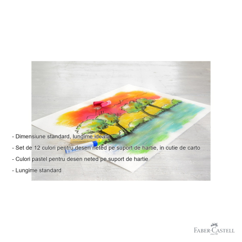 Set 12 creioane pastel soft Faber-Castell, culori vibrante, pentru desen artistic pe hartie [1]