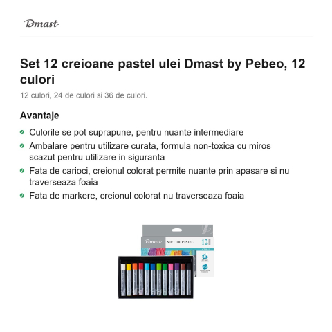 Set 12 creioane pastel ulei Dmast by Pebeo, 12 culori [1]