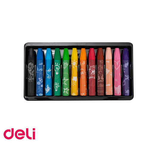 Set 12 creioane ulei pastel Deli Color Emotion, culori stralucitoare, lavabile, pentru desen si arta [4]