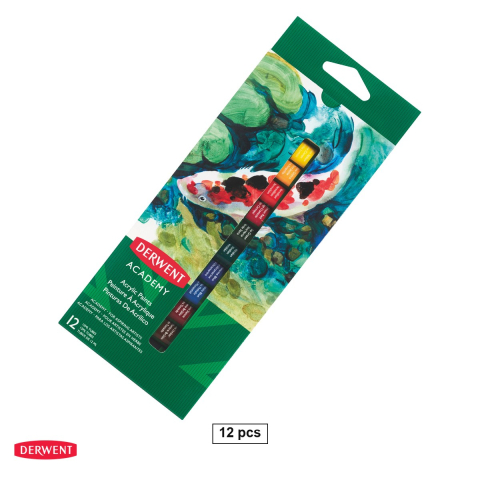 Handmade Creativ si Hobby - Set 12 culori acrilice Derwent Academy, 12 ml
