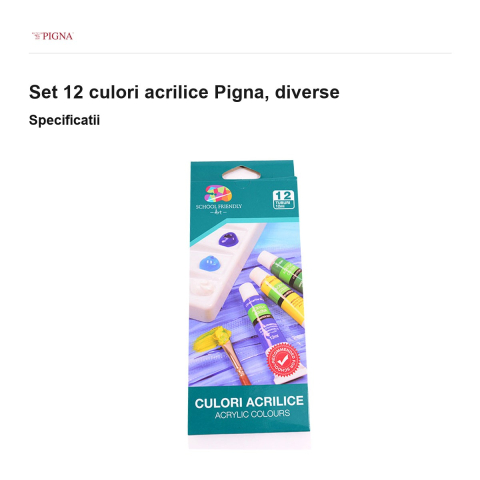 Set 12 culori acrilice Pigna, 12 ml [2]