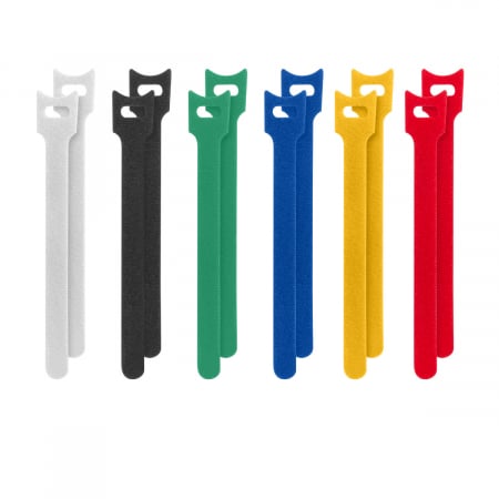 Adezivi si benzi adezive - Set 12 Curele din velcro pentru organizarea cablurilor, Lanberg 41463, 15 cm x 12 mm, flexibile, multicolore
