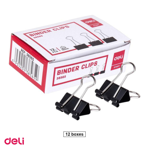 Ace, clipsuri & pioneze - Set 12 cutii clipsuri pentru hartie Deli cu clema nichelata, 19 mm, 12 bucati pe cutie