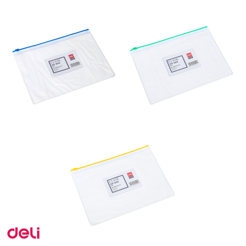 Set 12 mape Deli A5 Protectie Zip, din pvc, 1 compartiment, transparent [3]