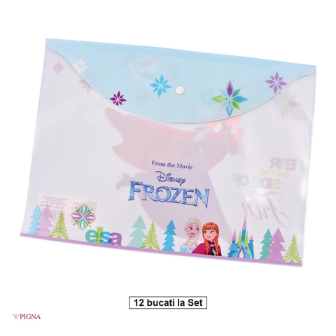 Organizare si arhivare - Set 12 mape Pigna Frozen, A4, din plastic, buton