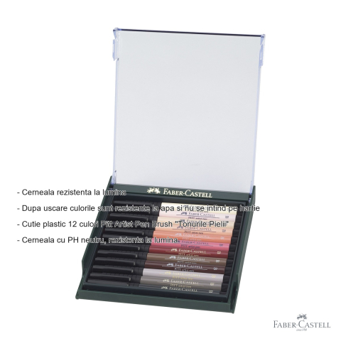 Set 12 markere Faber-Castell Pitt Artist Pen tip pensula, tonurile pielii, pentru portrete si ilustratie [1]