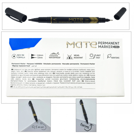 Set 12 markere permanente negre cu 2 varfuri de 0.5mm si 1mm, pentru suprafete diverse [4]