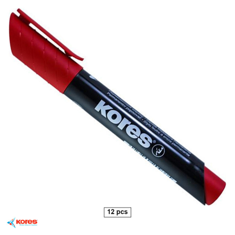 Marker permanent - Set 12 markere permanente varf tesit Kores, varf Easy Flow, scriere pe orice suprafata inclusiv CD-uri
