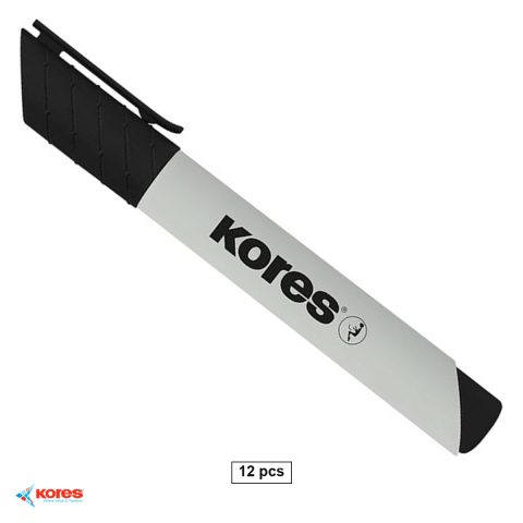 Accesorii prezentare - Set 12 markere whiteboard Kores Eco, varf 3mm, negru, uscare rapida
