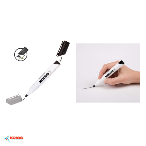 Set 12 markere whiteboard negre Kores, varf 3mm Easy Flow, pentru whiteboard si flipchart [3]