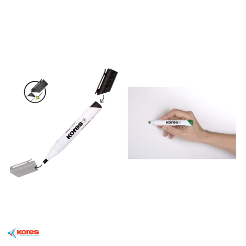 Set 12 markere whiteboard negre Kores, varf tesit Easy Flow, cerneala cu uscare rapida, pentru tabla alba si flipchart [3]