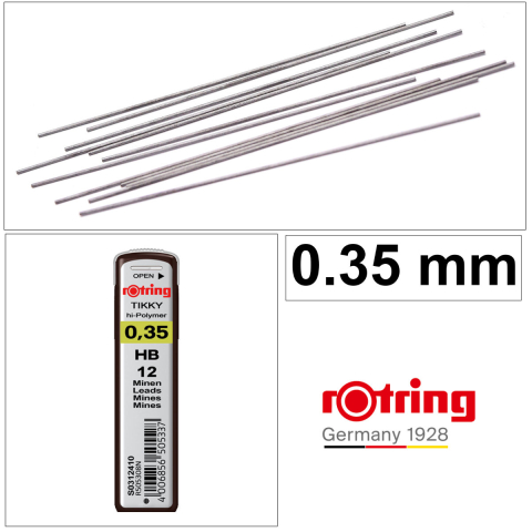 Set 12 mine creion 0.35mm HB cu Rezistenta Extra la Rupere, pentru Desen Tehnic Extrem de Precizie, in Etui Protector Rotring [3]