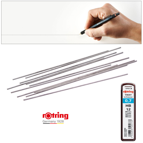 Set 12 mine creion 0.7mm HB cu Rezistenta Extra la Rupere, pentru Scriere Confortabila si Notite, in Etui Protector Rotring [3]