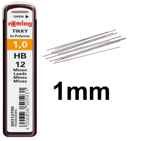 Set 12 mine creion 1.0mm HB cu Rezistenta Extra la Rupere, pentru Scriere si Schitare Rezistente, in Etui Protector Rotring [1]