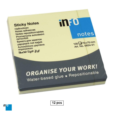 Birotica papetarie - Set 12 notesuri adezive inFO, 75x75 mm, 100 file