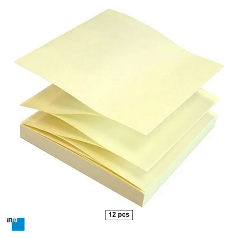 Birotica papetarie - Set 12 notesuri adezive inFO Z, 75x75 mm, 100 file, galben pal