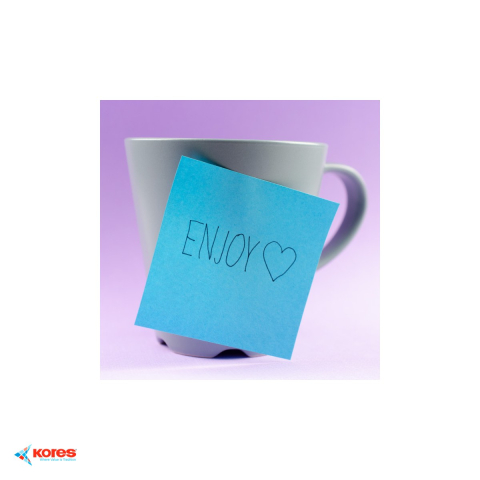 Set 12 notesuri adezive Kores, culoare albastru neon, 75x75 mm, 100 file repozitionabile, pentru memento-uri si organizare birou [3]