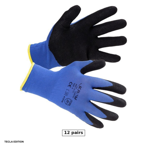 Manusi imersate in nitril - Set 12 perechi manusi de protectie nitril albastru/negru K111, marimea 10, XL