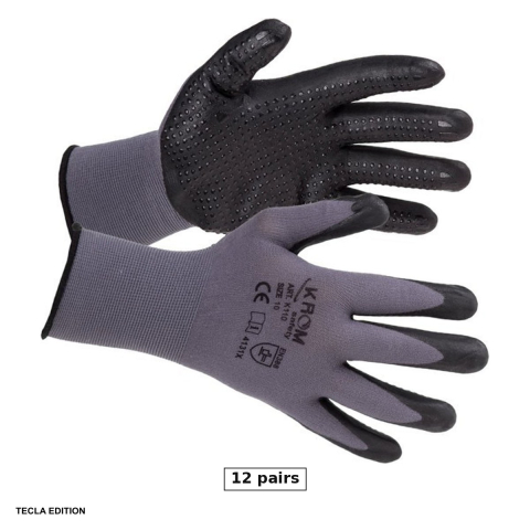 Manusi imersate in nitril - Set 12 perechi manusi de protectie nitril cu picouri K110, marimea 10, XL