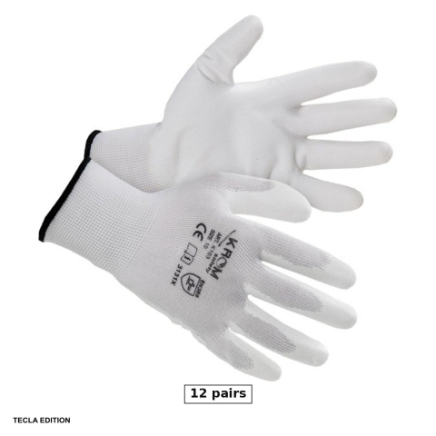 Manusi de protectie - Set 12 perechi manusi de protectie nylon albe K103, marimea 7, S