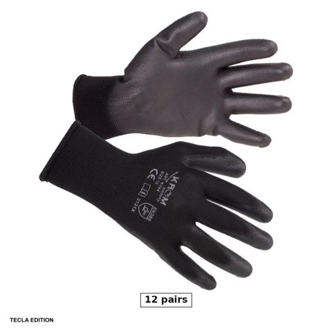 Manusi de protectie - Set 12 perechi manusi de protectie nylon negre K104, marimea 9, L