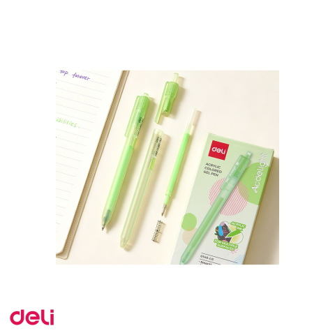 Set 12 pixuri cu gel acrilic Deli G140, cu mecanism, varf 1 mm, cerneala vernil [4]