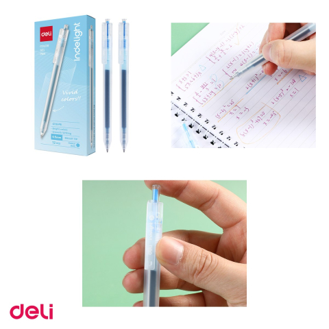 Set 12 pixuri cu gel Deli, cu mecanism, varf 0.5 mm, cerneala albastru-turcoaz [3]