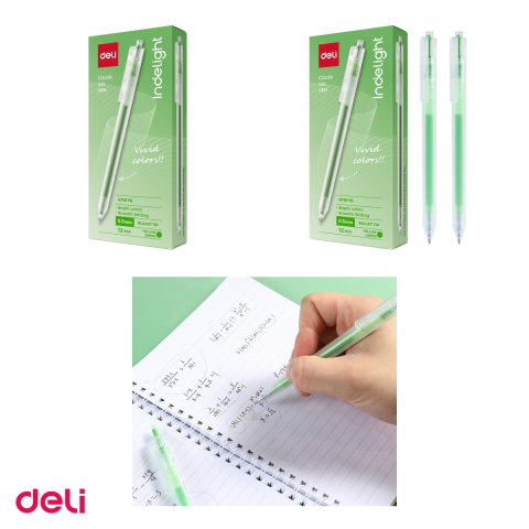 Set 12 pixuri cu gel Deli, cu mecanism, varf 0.5 mm, cerneala vernil [3]