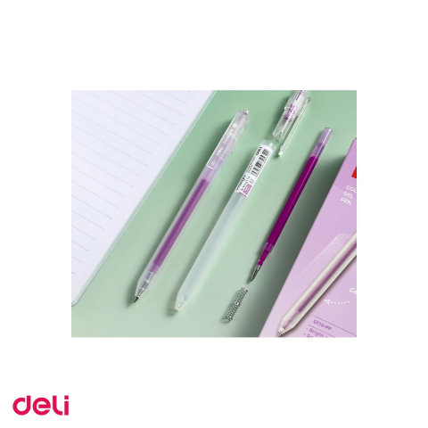 Set 12 pixuri cu gel Deli, cu mecanism, varf 0.5 mm, cerneala violet purpuriu [4]