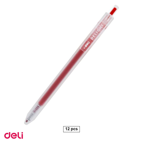 Pixuri - Set 12 pixuri cu gel Deli Delight, cu mecanism, varf 0.5 mm, cerneala rosie