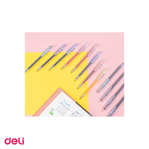 Set 12 pixuri cu gel Deli Delight, cu mecanism, varf 0.5 mm, culori diverse [4]