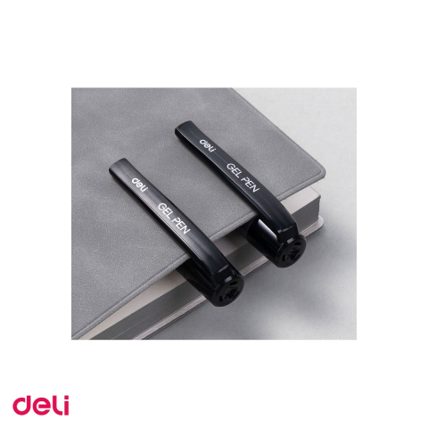 Set 12 pixuri cu gel Deli G159, cu grip, varf 1 mm, cerneala neagra [4]