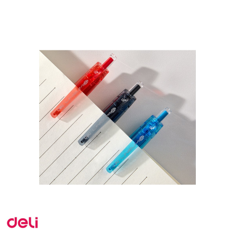 Set 12 pixuri cu gel Deli Lineum, cu mecanism, varf 0.7 mm, cerneala albastra [4]