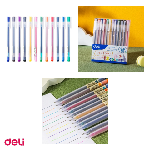 Set 12 pixuri cu gel Deli, varf 0.5 mm, culori diverse [3]