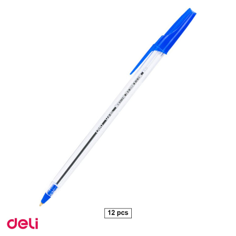 Pixuri - Set 12 pixuri de unica folosinta Deli Think Q3, varf 1 mm, cerneala albastra