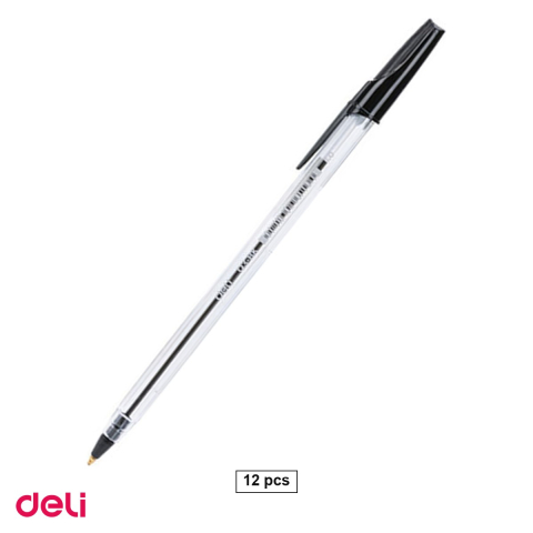 Pixuri - Set 12 pixuri de unica folosinta Deli Think Q3, varf 1 mm, cerneala neagra
