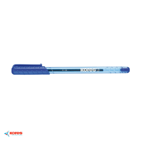 Set 12 pixuri de unica folosinta Kores K1, varf mediu 1mm, scriere albastra, pentru birou si scoala [3]