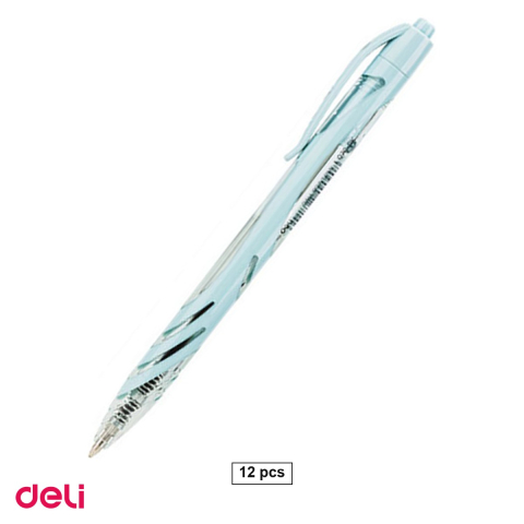 Pixuri - Set 12 pixuri Deli Q70, cu mecanism, varf 0.7 mm, cerneala neagra, corp pastel