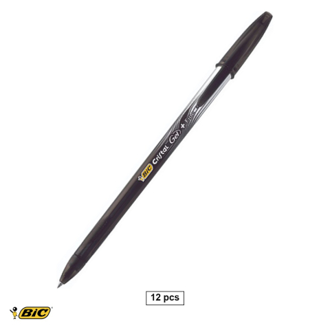 Rollere - Set 12 rollere cu gel Bic Cristal V3, varf 0.5 mm, grip aderent, negre