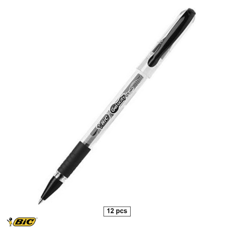 Birotica papetarie - Set 12 rollere cu gel Bic Gelocity Stic cu capac, varf 0.5 mm, grip din cauciuc, negre