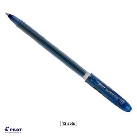 Birotica papetarie - Set 12 rollere cu gel Pilot Super Gel, varf 0.7 mm, de unica folosinta, albastre