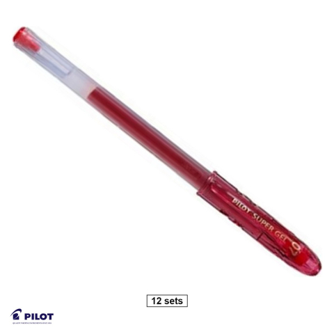 Birotica papetarie - Set 12 rollere cu gel Pilot Super Gel, varf 0.7 mm, de unica folosinta, rosii